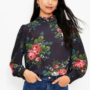 NWT Loft Petite Bouquet Tie Back Blouse